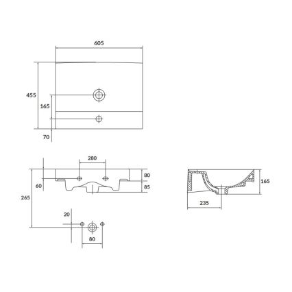Cersanit K120-009 - Lavoar încastrat LARGA 45,5x60,5 cm ceramică/alb lucios