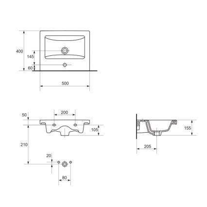 Cersanit K32-002-BOX - Lavoar pentru blat/suspendat COMO 40x50 cm ceramică/alb lucios