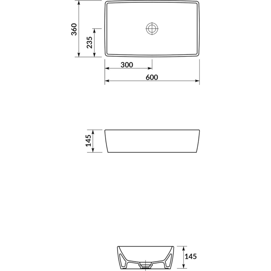 Cersanit K35-047-ECO - Lavoar CITY pentru blat, 36 x 60 cm, ceramică, alb lucios