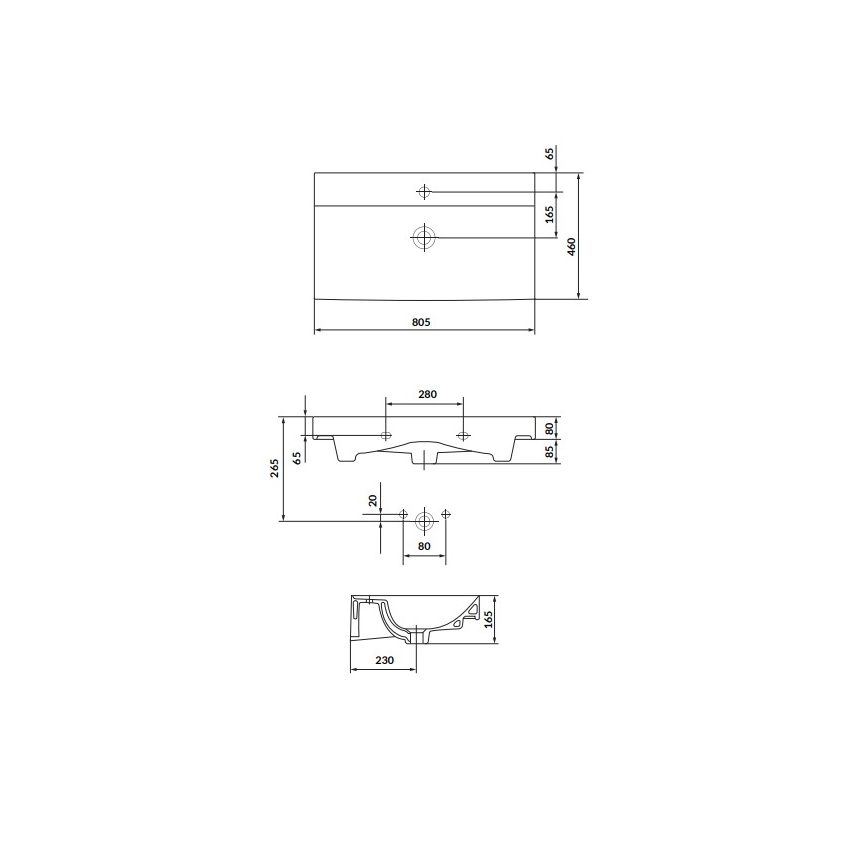 Cersanit LARGA K120-010 - lavoar încastrat 46x80,5 cm ceramică/alb lucios
