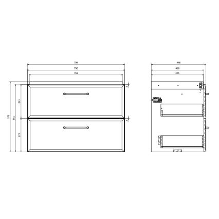 Cersanit S1017-003 - Dulap suspendat pentru lavoar MILLE 80x55x45 cm, negru