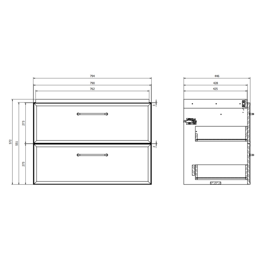 Cersanit S1021-004 - Dulap suspendat pentru chiuvetă MILLE 80x55x45 cm, alb