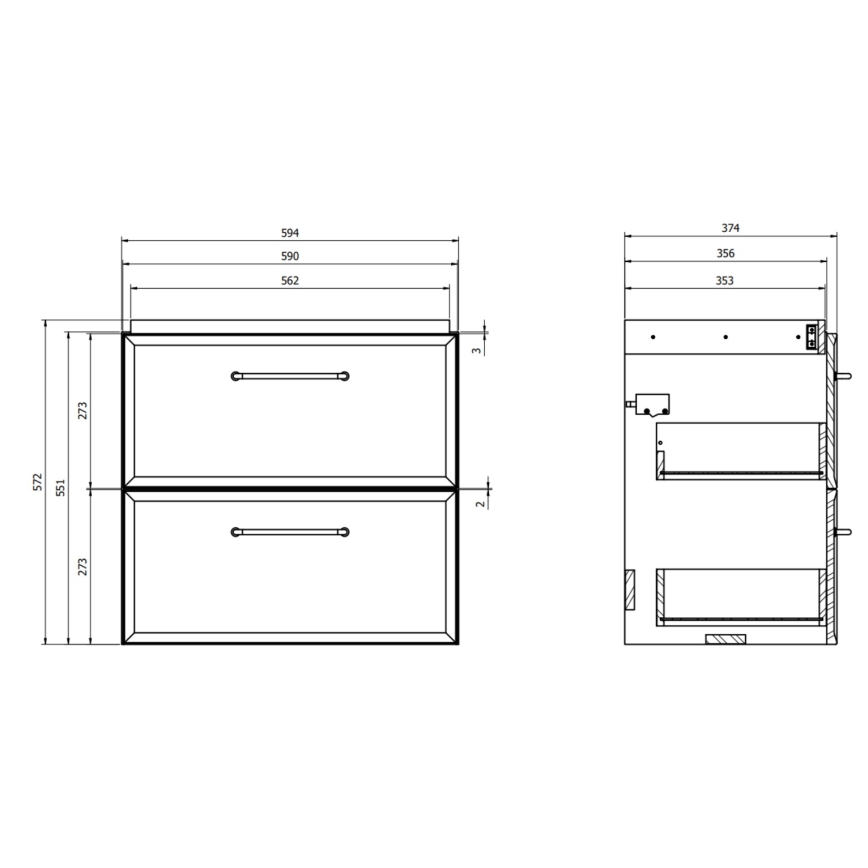 Cersanit S1021-009 - Dulap suspendat sub lavoar MILLE SLIM 60x38 cm, mentă