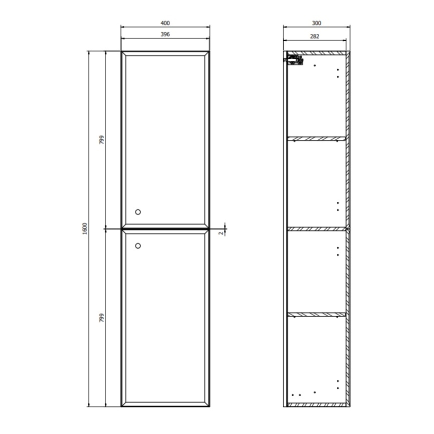Cersanit S1021-010 - Dulap suspendat pentru baie MILLE, 160x40 cm, alb mat