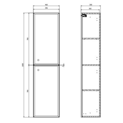 Cersanit S1021-010 - Dulap suspendat pentru baie MILLE 40 x 160 x 30 cm, alb mat