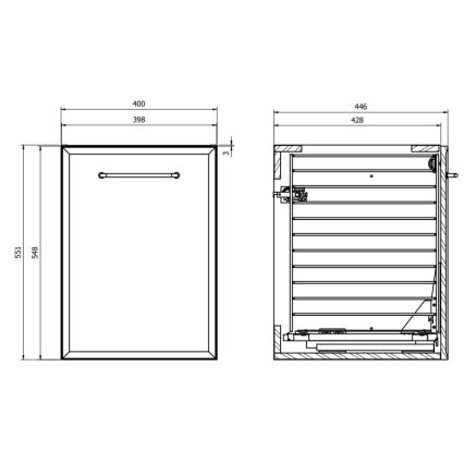 Cersanit S1022-010 - Corp suspendat pentru baie MILLE cu coș pentru rufe, 40x55x45 cm, mentă