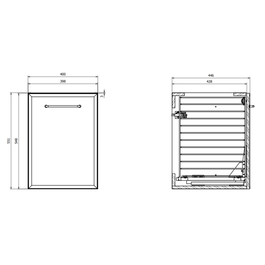 Cersanit S1022-012 - Dulap suspendat pentru baie MILLE cu coș pentru rufe, 40 x 45 cm, negru