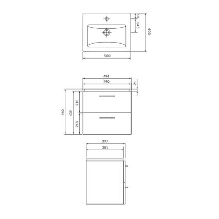 Cersanit LARA COMO S801-146-DSM - Dulap suspendat de baie cu lavoar 50x40 cm, alb