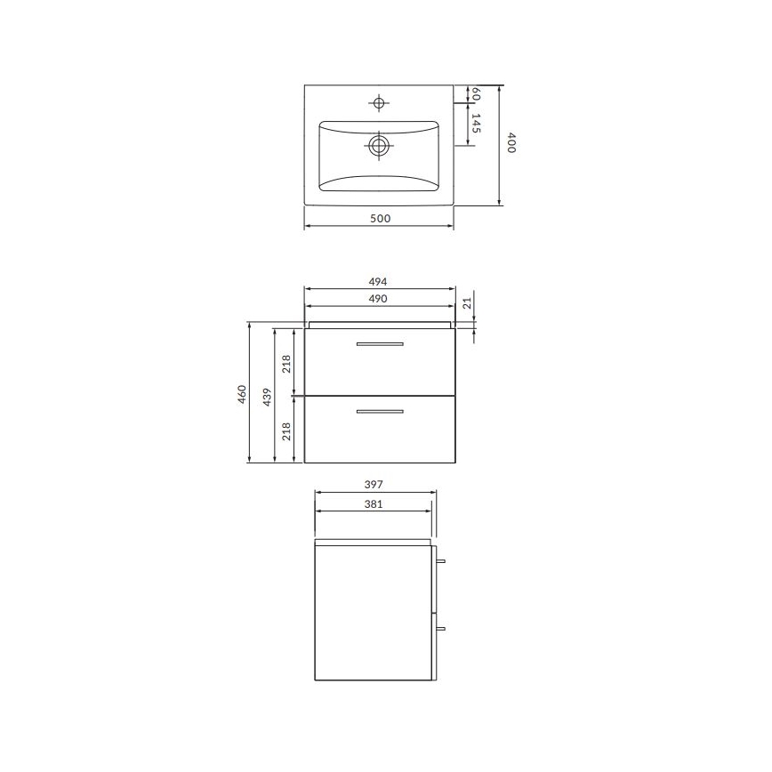 Cersanit LARA COMO S801-146-DSM - Dulap suspendat de baie cu lavoar 50x40 cm, alb