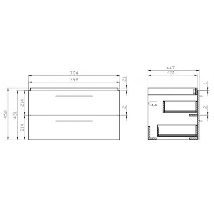 Cersanit S801-149-DSM - Dulap de baie suspendat cu lavoar LARA, 80 x 46 x 45 cm, alb