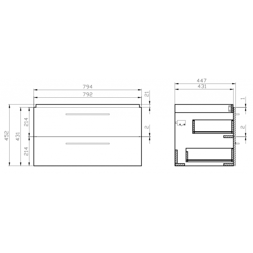 Cersanit S801-149-DSM - Dulap de baie suspendat cu lavoar LARA, 80 x 46 x 45 cm, alb