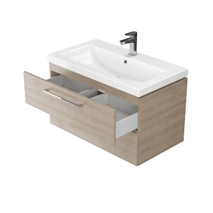 Cersanit S801-154-DSM - Dulap suspendat de baie cu lavoar LARA, 80 x 46 x 45 cm, nuc
