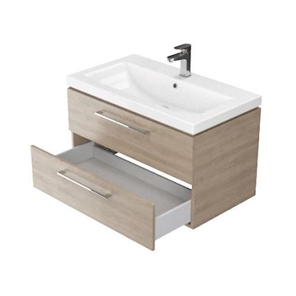 Cersanit S801-154-DSM - Dulap suspendat de baie cu lavoar LARA, 80 x 46 x 45 cm, nuc