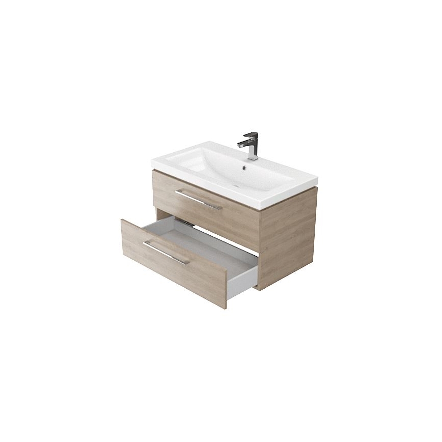 Cersanit S801-154-DSM - Dulap suspendat de baie cu lavoar LARA, 80 x 46 x 45 cm, nuc