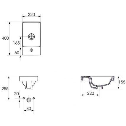 Cersanit S801-218-DSM - Dulap suspendat pentru baie cu lavoar MODUO SLIM 40x22 cm alb lucios
