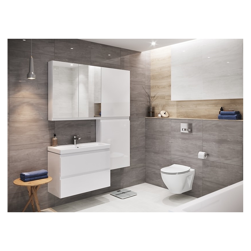 Cersanit S801-225-DSM - Dulap suspendat de baie cu lavoar MODUO SLIM, 80x38 cm, alb lucios