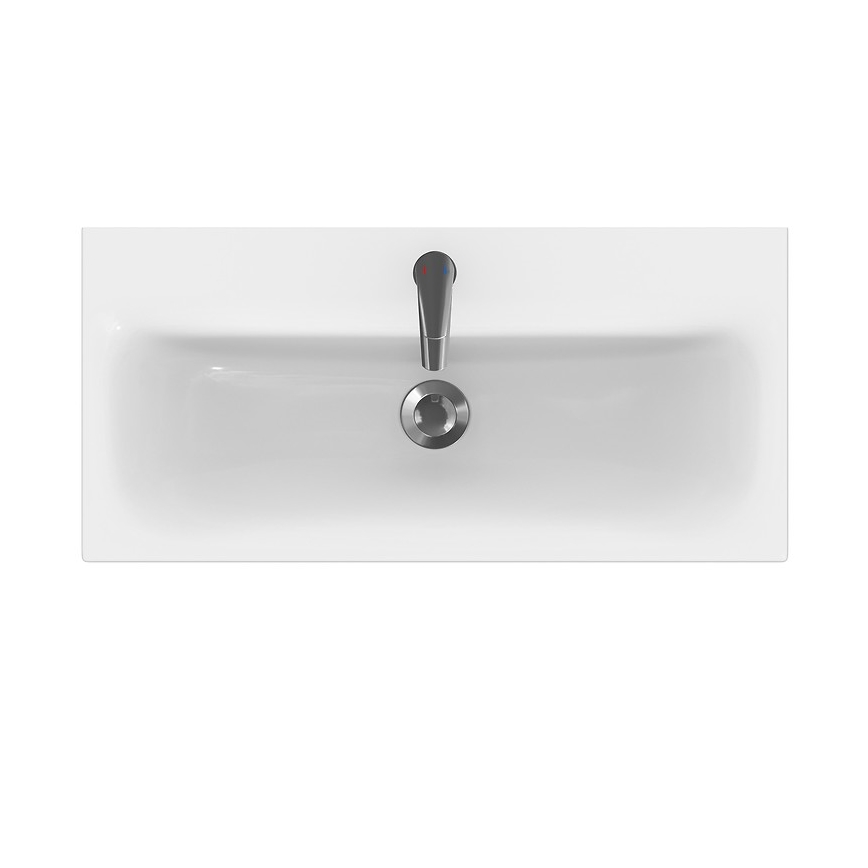 Cersanit S801-225-DSM - Dulap suspendat de baie cu lavoar MODUO SLIM, 80x38 cm, alb lucios