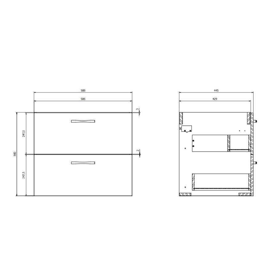 Cersanit NIKO S801-309-DSM - Dulap de baie suspendat cu lavoar, 60x50x45 cm, alb