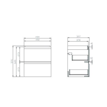 Cersanit S801-312-ECO - Corp de baie suspendat cu lavoar inclus MODUO, 50x57x40 cm, alb