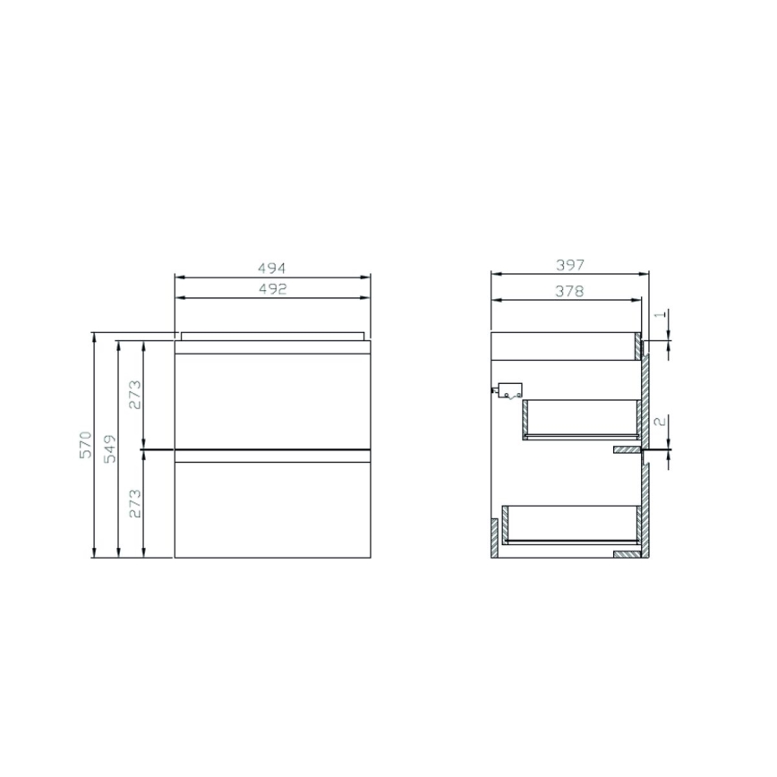 Cersanit S801-312-ECO - Corp de baie suspendat cu lavoar inclus MODUO, 50x57x40 cm, alb