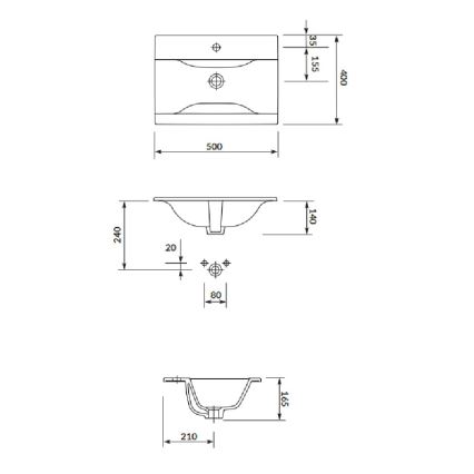 Cersanit S801-456 NIKO - Dulap de baie suspendat cu lavoar, 50 x 40 cm, alb