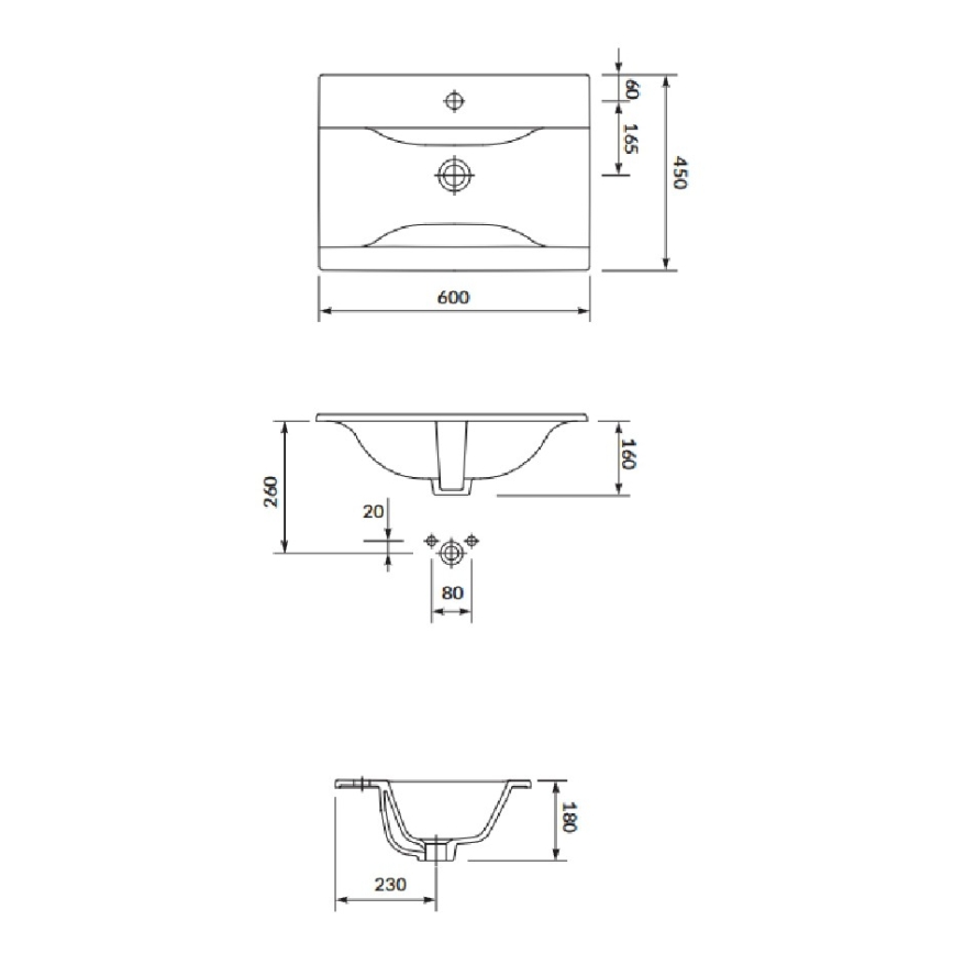 Cersanit S801-457 - Dulap suspendat de baie NIKO cu lavoar, 60x45 cm, nuc