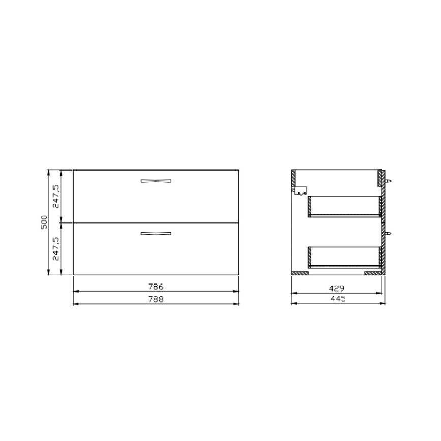 Cersanit S801-538 - Dulap suspendat pentru baie cu lavoar NIKO 80x50x45 cm alb