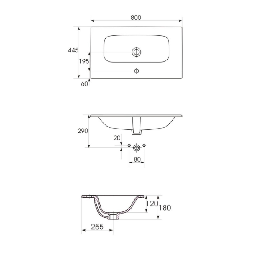 Cersanit S801-538 - Dulap suspendat pentru baie cu lavoar NIKO 80 x 45 cm, alb