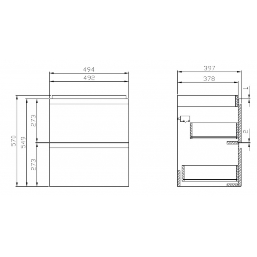 Cersanit S929-012 - Dulap suspendat sub lavoar MODUO 49,4x39,7 cm alb lucios