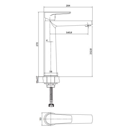 Cersanit S951-585 - Baterie pentru chiuvetă MODUO 27,2 cm neagră