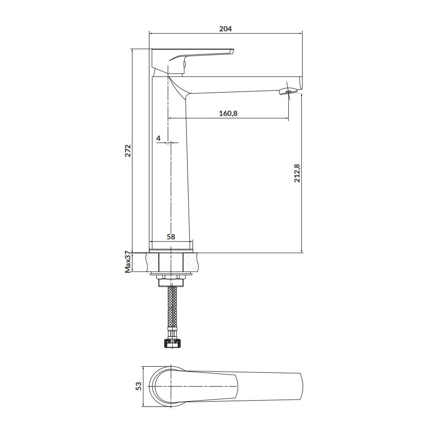Cersanit S951-585 - Baterie pentru chiuvetă MODUO 27,2 cm neagră