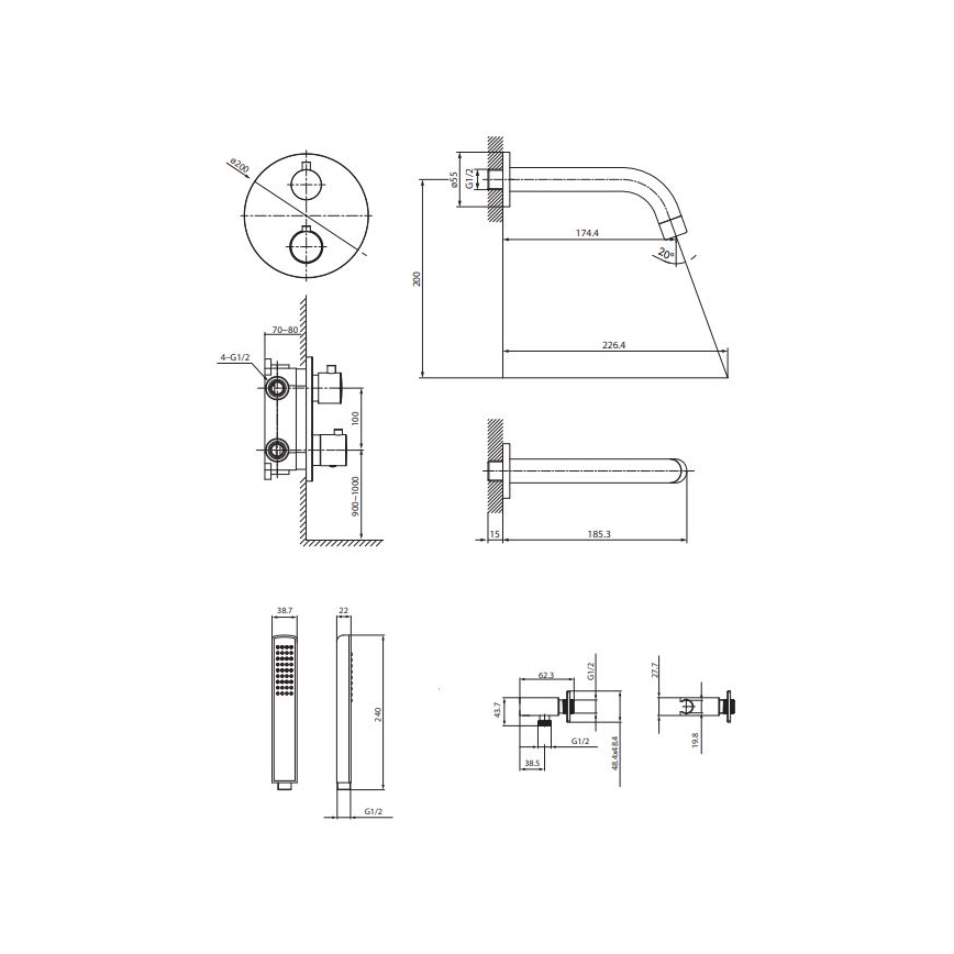 Cersanit S952-034 - Set cadă cu baterie termostatică încastrată ZEN crom lucios