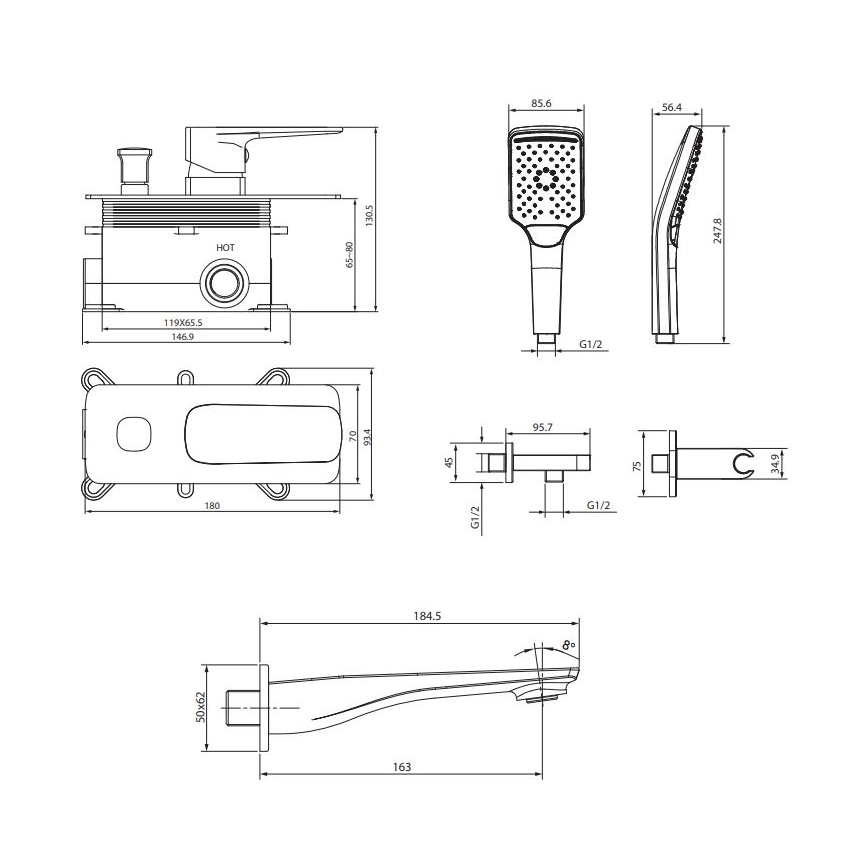 Cersanit S952-039 - Set cadă cu baterie încastrată LARGA crom lucios