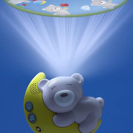 Chicco - Proiector muzical 3în1 NEXT2MOON pentru pătuț, 3xAA, gri