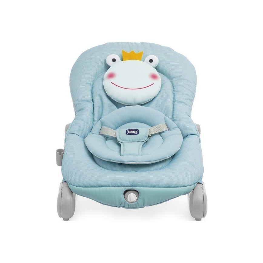 Chicco - Șezlong BALLOON Froggy pentru bebeluși, cu vibrații și melodii, 2xAA + 1xLR20, albastru
