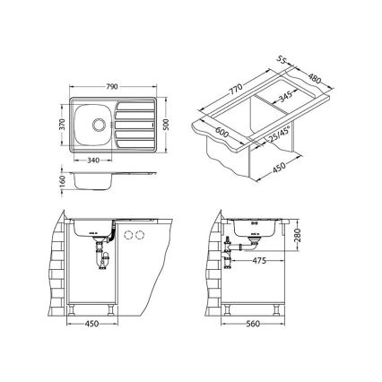 Chiuvetă de bucătărie ALVEUS 1098938 ZOOM 79x50 cm crom