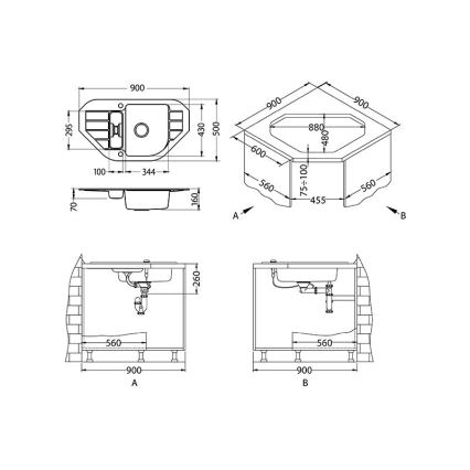 Chiuvetă de bucătărie ALVEUS 1100889 NIAGARA 90x50 cm alb