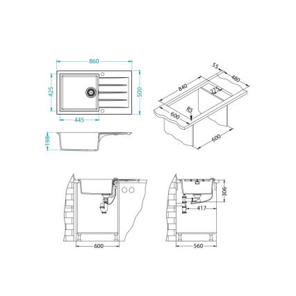 Chiuvetă de bucătărie ALVEUS 1148160 CADIT 86x50 cm negru