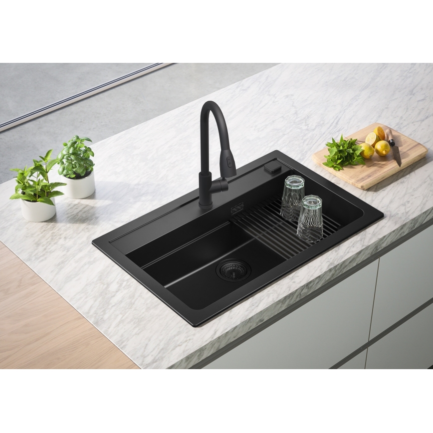 Chiuvetă de bucătărie ALVEUS 1148163 ATROX 79x50 cm negru