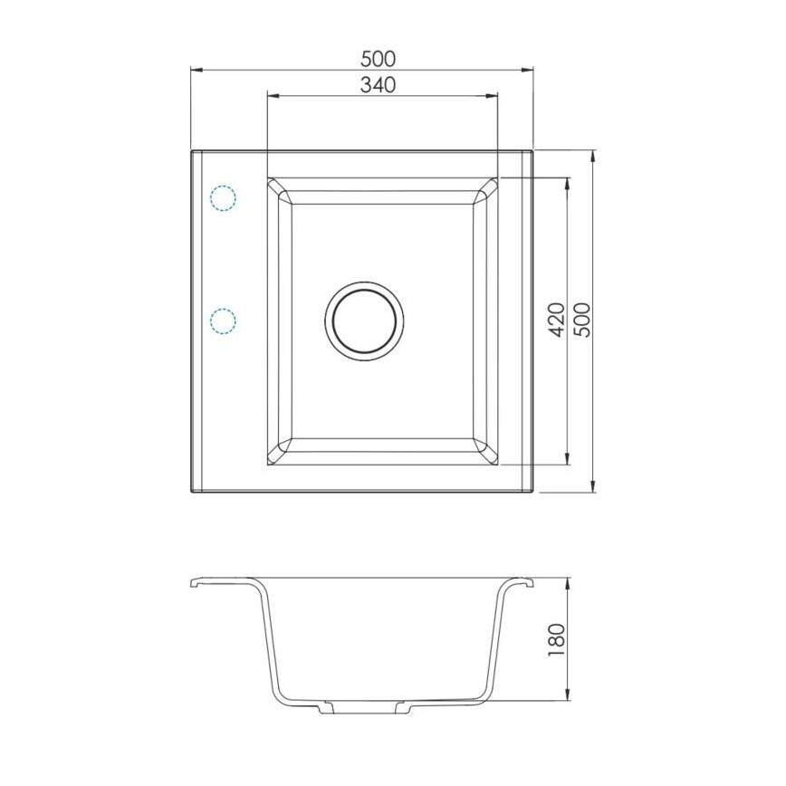 Chiuvetă de bucătărie ALVEUS 1149113 GEM 50x50 cm negru