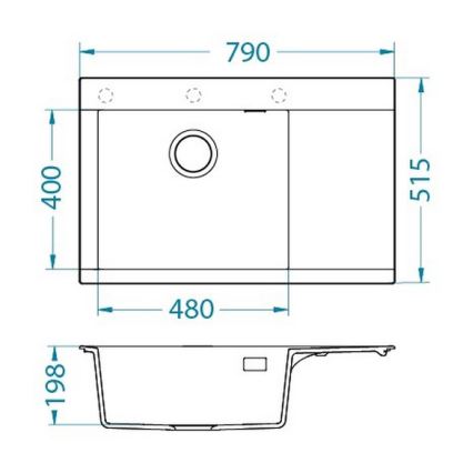 Chiuvetă de bucătărie ALVEUS PURE 79x51,5 cm, granit/antracit - 1149502