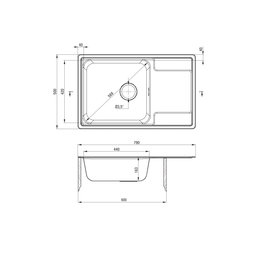 Chiuvetă de bucătărie Deante ZEO_011C SOUL 50x79 cm satin