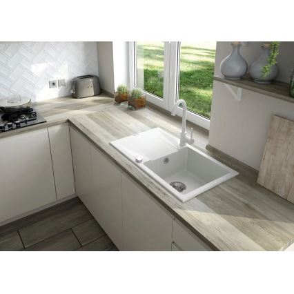 Chiuvetă de bucătărie Deante ZQZVA113 ZORBA 76x44 cm + baterie de chiuvetă granit/alabastru