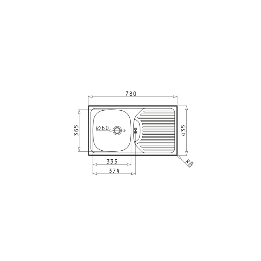 Chiuvetă de bucătărie Pyramis 100139001 ET78 78x43,5 cm satin