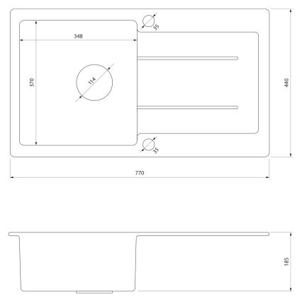 Chiuvetă de bucătărie Samona SAMONA 77 x 44 cm, granit compozit, negru