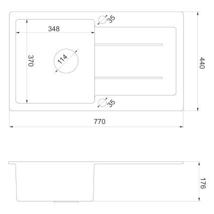 Chiuvetă de bucătărie Sapho, 77 x 44 cm, granit, negru