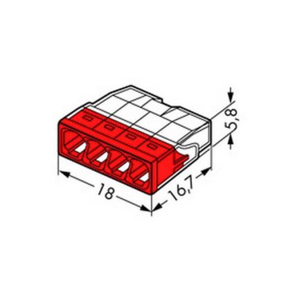 Clemă de legătură în doză COMPACT 4x2,5 450V roșie WAGO 2273-204