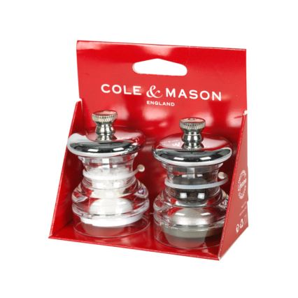 Cole&Mason - Set de râșnițe pentru sare și piper BUTTON, 2 bucăți, 6,5 cm