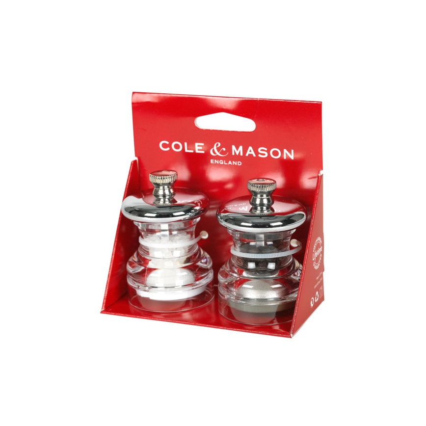 Cole&Mason - Set de râșnițe pentru sare și piper BUTTON, 2 bucăți, 6,5 cm