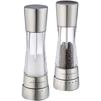 Cole&Mason - Set de râșnițe pentru sare și piper DERWENT, 2 bucăți, 19 cm, crom lucios